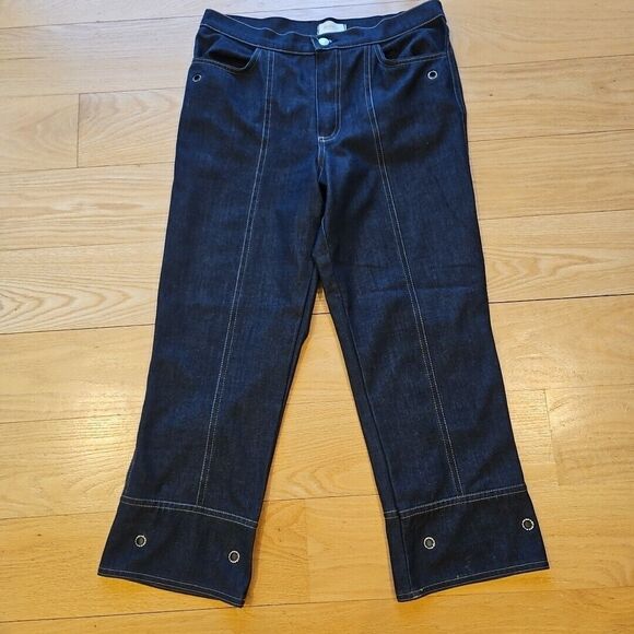 Dorabella Basic Chic Stretch Denim/Cotton Twill, Dark Blue Ankle, Rhinestone 44 - Picture 1 of 15
